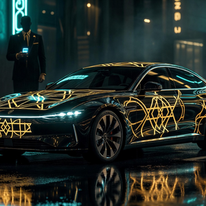 Lucid LCID luxury EV night neon
